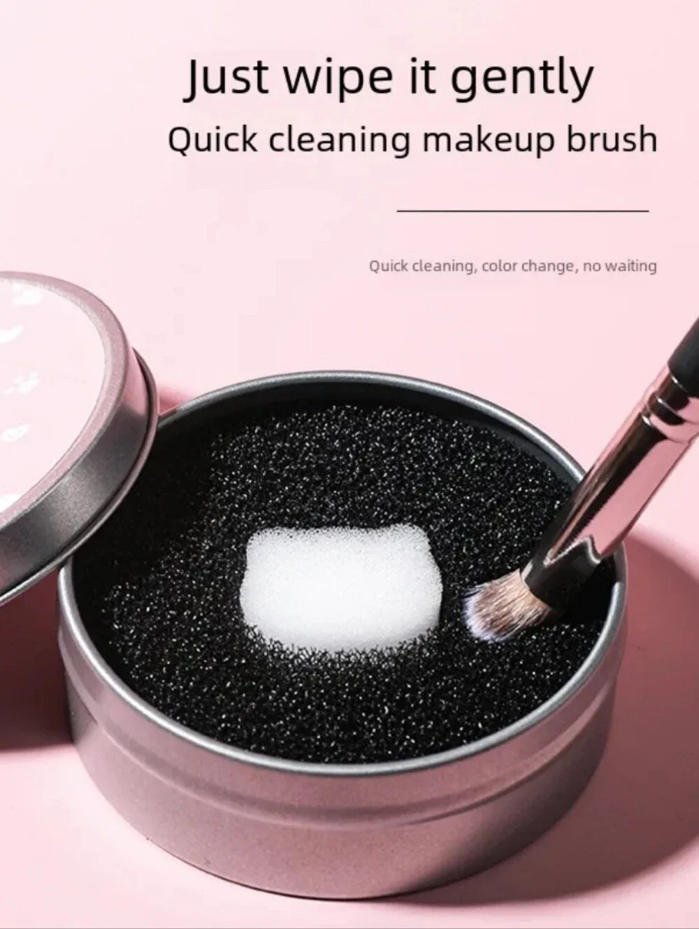 Cat Makeup Brush Cleaner Sponge With Lid Reusable Dry Brush Cleaning Tool NWT